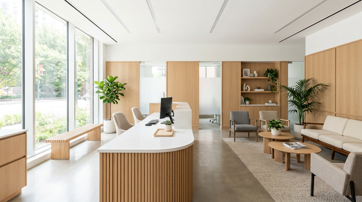 Bright reception area of Summit Dental Care